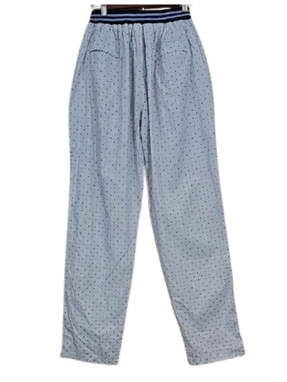 Men's XXL Light Blue Star Print Sleep Lounge Pants Navy Striped Elastic Waist - Picture 3 of 5